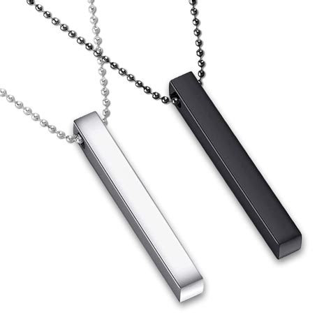 MEENAZ Stainless Steel Bar Pendant Necklace for Men Women Couples Boy ...