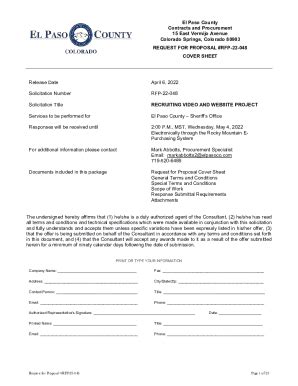 Fillable Online request for proposal #rfp-22-048 cover sheet Fax Email ...
