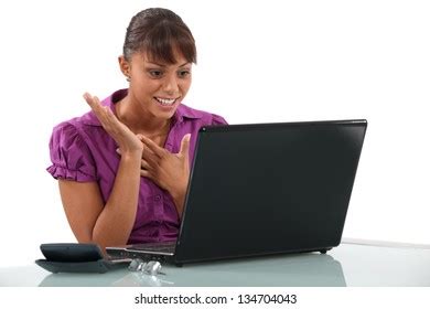 Happy Lady Using Computer 的图像结果