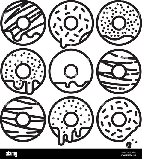 Variety of doughnuts vector line icon for Donut Day on June 2nd Stock ...