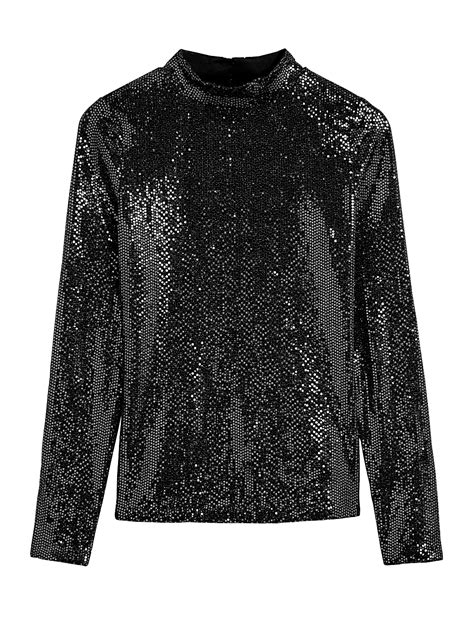 Buy Sequin Funnel Neck Regular Fit Top at Marks & Spencer