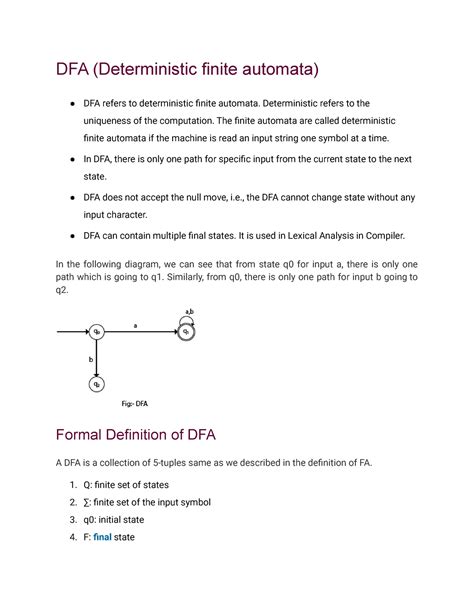 Question BANK – 1 (Part 2) - DFA (Deterministic finite automata) DFA ...