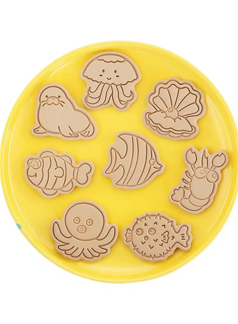 Home CAKE DECOR™ 8 Pcs Marine Life Theme Plastic Biscuit Cutter 3D ...