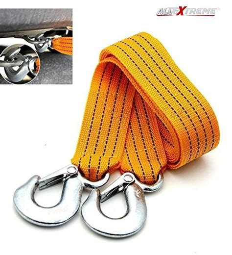 AllExtreme EXCTR1 Car Tow Rope Straps with Hooks-3 Tons 3 Meters (9 ...