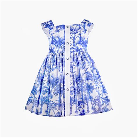 DAVACollection - Girls Blue & White Cotton Dress for Girl