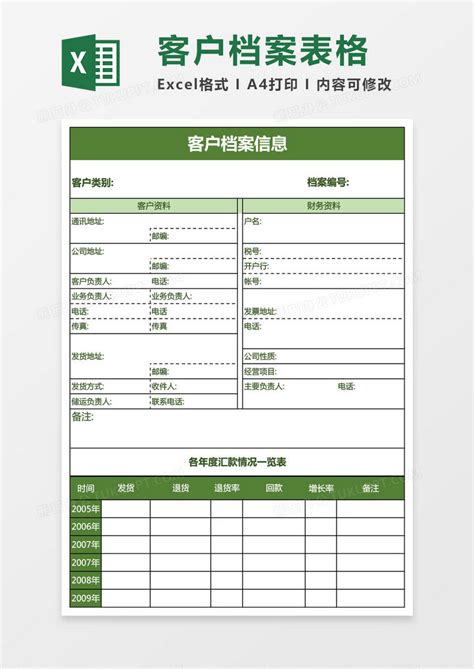 客户档案表EXCEL表格模板下载_档案_图客巴巴