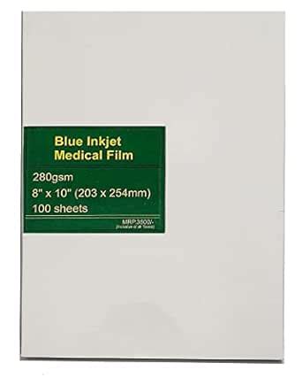 8" X 10" PET Inkjet Blue Medical Imaging Film 210 Micron Thickness (280 ...