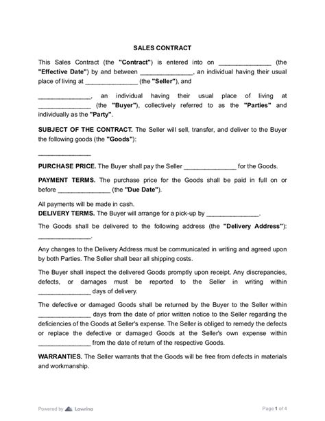 Image result for Sales Contract Sample