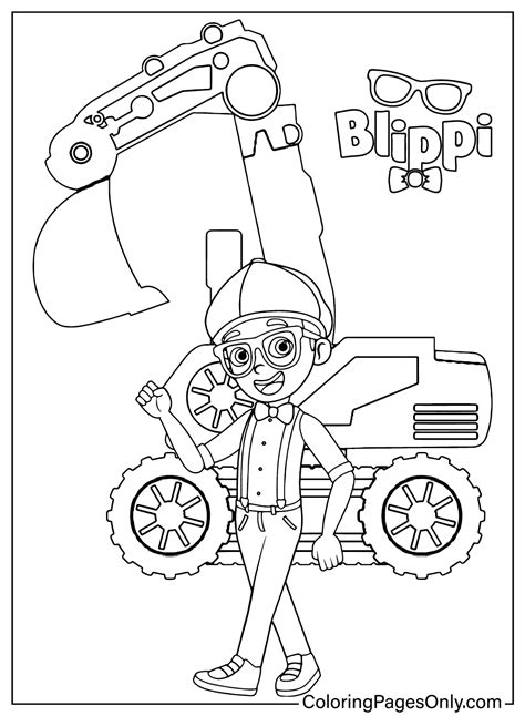 Blippi Excavator Coloring Page