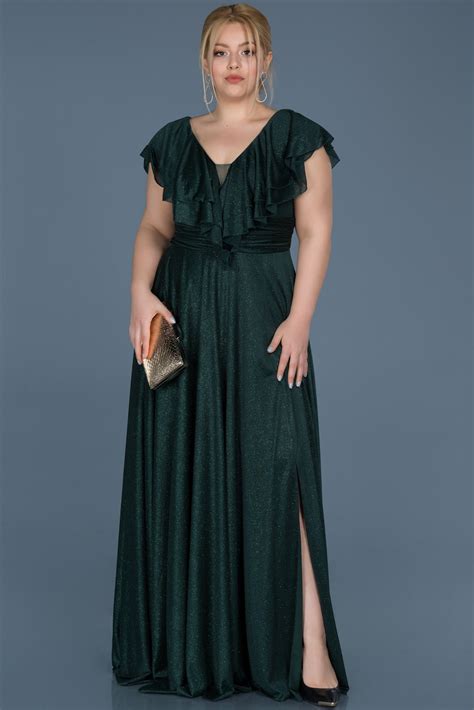 Long Emerald Green Plus Size Evening Dress ABU720 | Abiyefon.com