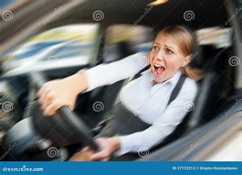 Female Driving the Car and Screaming Stock Image - Image of driver, businesswoman: 27172213