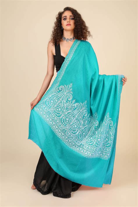 Pashtush Womens Fine Wool Shawl, With Tone On Tone Nalki Embroidery, S ...
