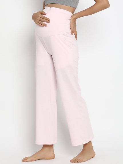 Over Belly Cotton Maternity Lounge Pants - Pink