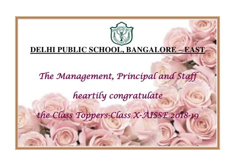 Class X – Results 2019 - DPS BANGALORE