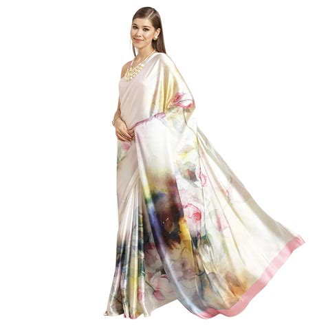 Printed Bollywood Satin Saree (Multicolor)