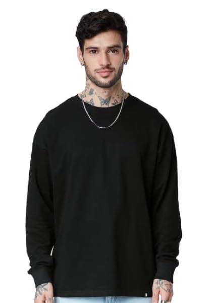 Buy PERFECT PRODUCTIONS Space Print Full Sleeves Oversized Black T ...