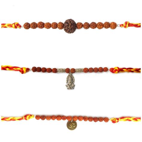 Rakhi set for brother Rudraksha Rakhi combo 3 piece rakhi rudraksha ...