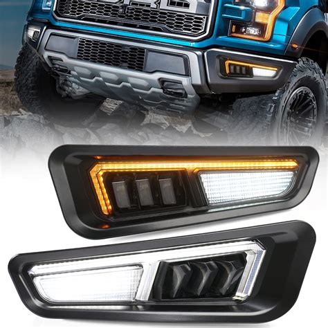 Buy CJOVSE Ford Raptor Fog Lights, Amber Sequential Turn Signal White ...