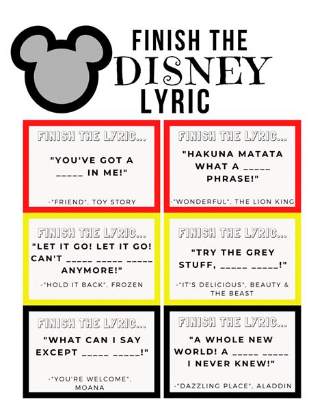 Finish The Lyrics Game Template