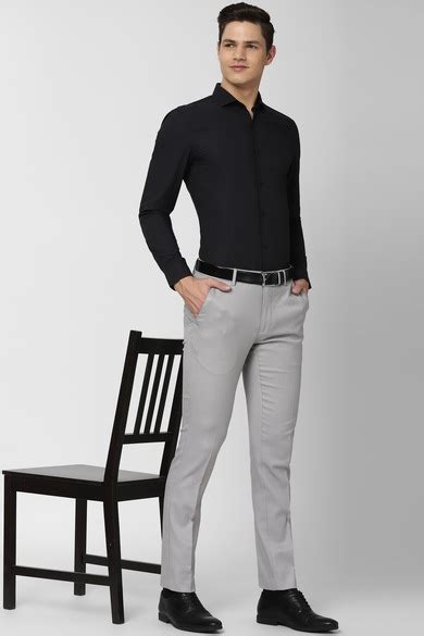 Buy Men Grey Solid Formal Trousers Online - 676676 | Peter England