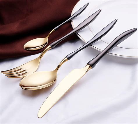 Black Gold Silverware Set Durable 18/10 Stainless Steel Flatware Sets ...