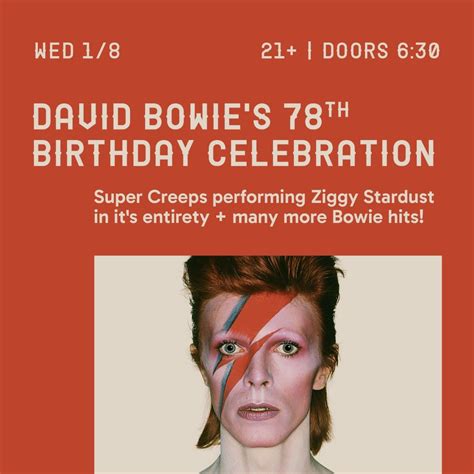 David Bowies 78th Birthday Party @ Roberts Westside, 7321 Madison ...