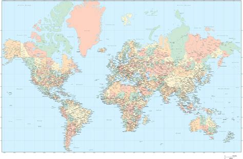 World Adobe Illustrator Vector Map with States and Provinces