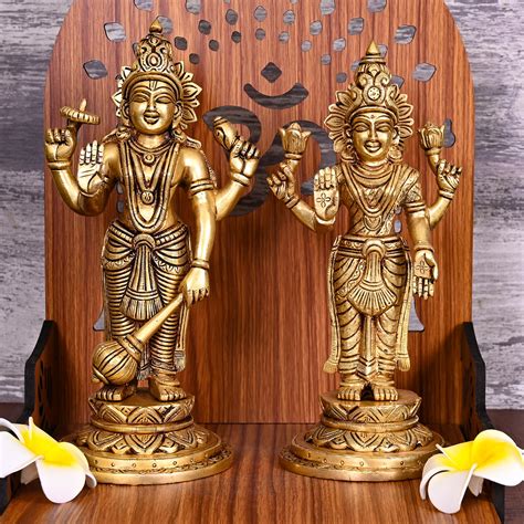 Brass Vishnu Lakshmi Set (9.5 Inch) – Vedansh Craft