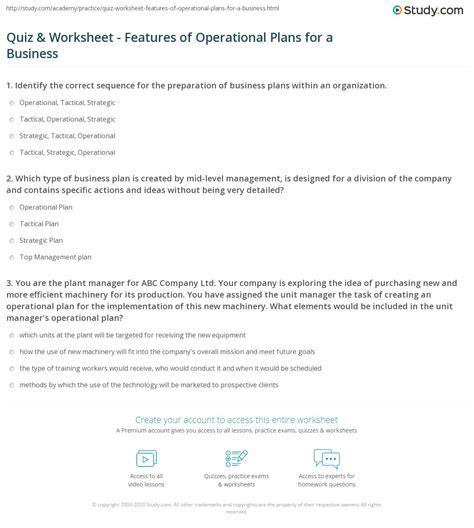 Operational Plan Business Worksheet 的图像结果