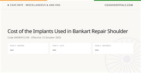 Cost of the Implants Used in Bankart Repair… · CGHS Rate
