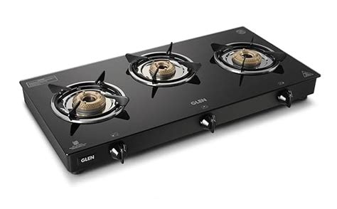 Glen Gas Stove 3 Burner Toughened Glass Top | LPG Gas Stoves | Black ...