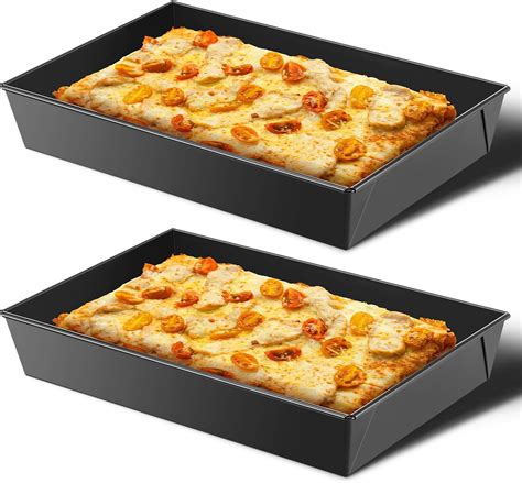 BlinkLLX 2 Pcs Detroit Style Pizza Pan 10 x 14 x 2.36 Inch Hard ...