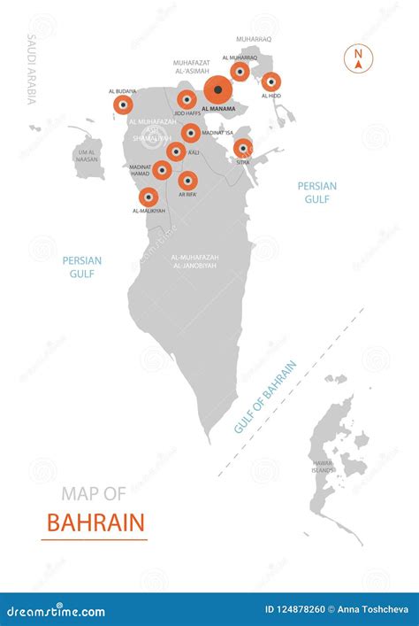 Bahrain Map with Administrative Divisions. Stock Illustration - Illustration of bahrain, atlas ...