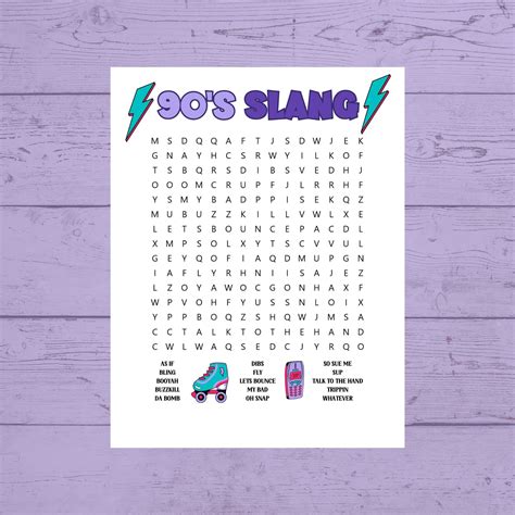 90s Word Search Printable Games 90s Slang Word Search 90s - Etsy UK