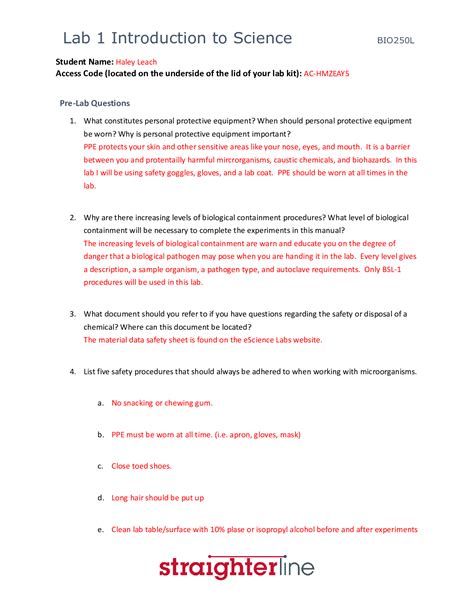 Bundle for COMPLETE STRAIGHTERLINE MICROBIOLOGY BIO 250L LAB WORKSHEETS ...