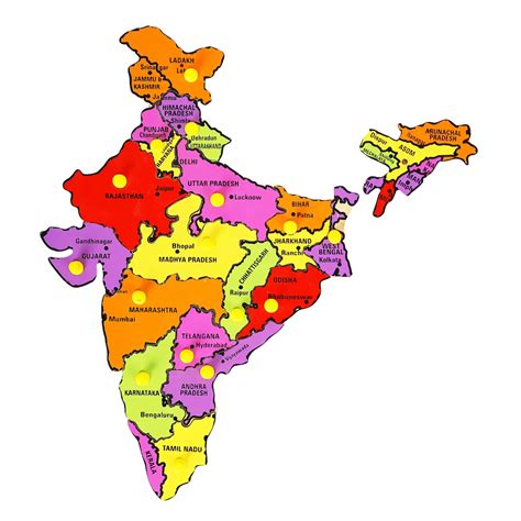 Shooting Star Wooden Chunky Puzzle India Map, 5Y+