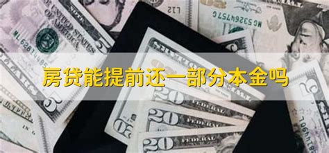 房贷能提前还一部分本金吗 - 财梯网