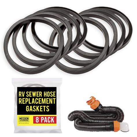 8-Pack of RV Sewer Hose Replacement Gaskets - Equivalent to 39834 ...