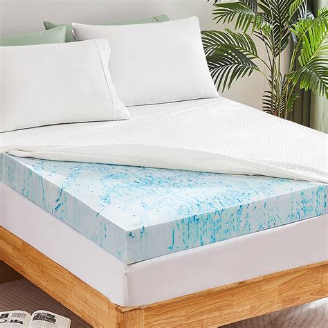 Timimi Memory Foam Mattress Topper Queen - 4 Inch Gel Cooling Mattress ...