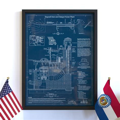 Power plant Blueprint Celebrating Bagnell Dam in Missouri