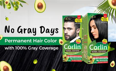 Buy Corlin Herbal Permanent Hair Color Cream, Medium Brown C5 (100g x ...