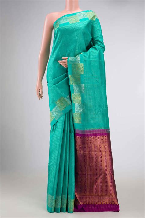 Sea Green Dual Tone Kanjivaram Silk Saree – Nalli Silk Sarees Pvt Ltd