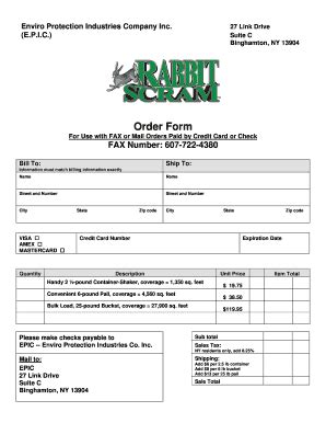 Fillable Online Rabbit Scram order form Fax Email Print - pdfFiller