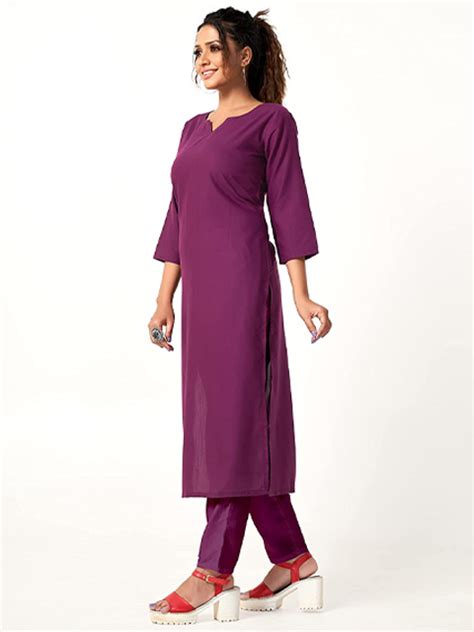 Pure Plain Kurta Set for Women - Cotton Rayon Blend