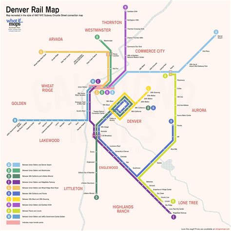 Denver Rail Map recreated in the style of 1967 NYC Subway Chrystie ...