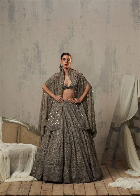 GREY CAPE LEHENGA SET – Payal Keyal