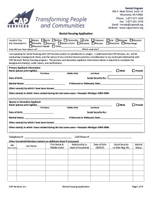 Fillable Online CAP Rental Application. CAP Rental Application Fax ...