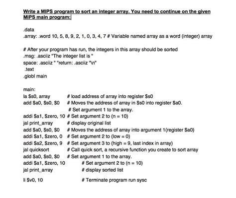 Write a program to add a list of n numbers in mips - Brainly.in