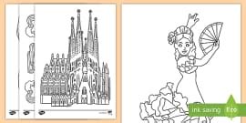 Spain Main Cities Map Colouring Sheet (teacher made)