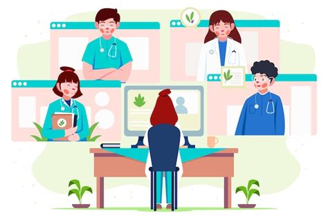 Conférence médicale en ligne à plat bio | Vecteur Premium